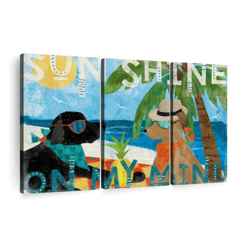 «Good Vibes I», 3 pièces sur toile, H 20 po x l 33 po x P 1,25 po
