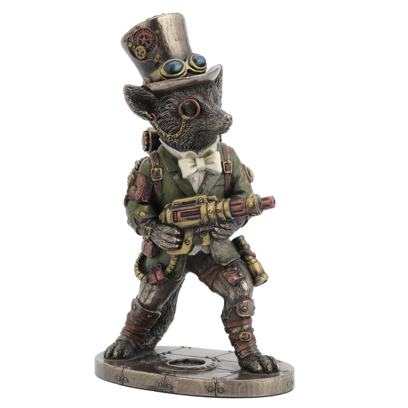 Résine en polyester 6,3 po Steampunk Stagecoach Gentleman Fox Bandit