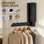 Ensemble de 2 séchoirs à vêtements muraux, porte-vêtements pliable mural en bois Space Saver, noir-132941568