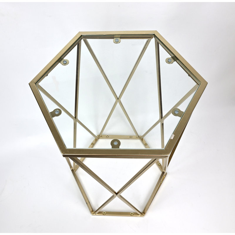 Frese Glass Top Frame End Table