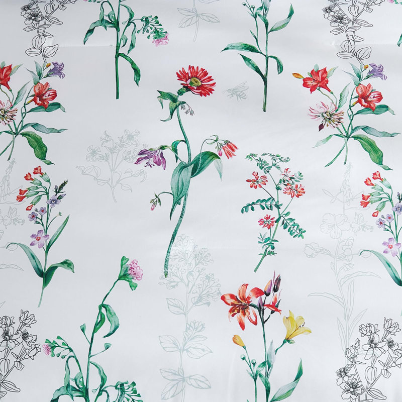 Ensemble d'édredon floral 7 pièces, lit toutes saisons en microfibre douce dans un sac avec draps, Motif floral bleu / blanc