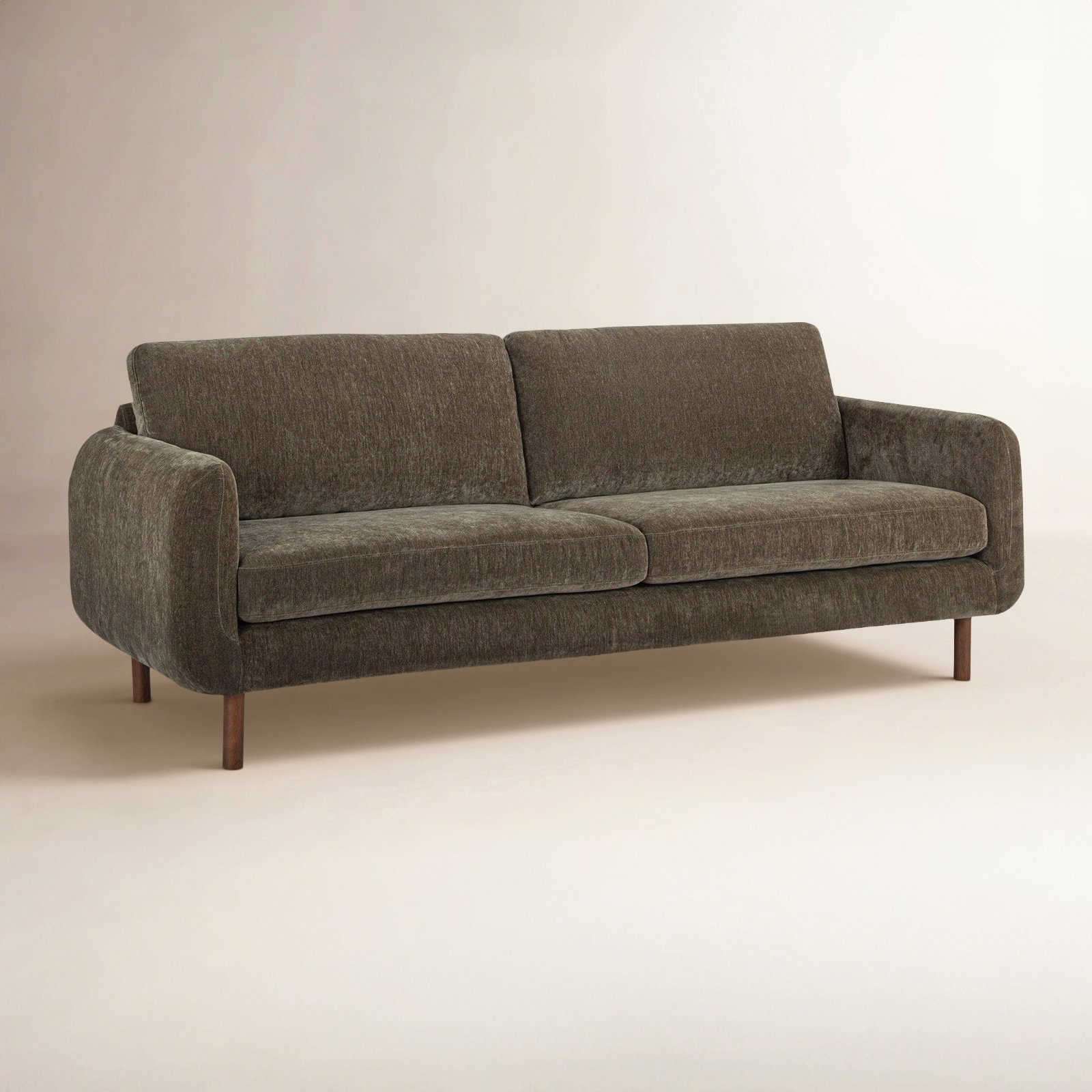 Leno 86" Upholstered Sofa, Olive Green Performance Chenille