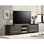 Meuble télé 1Pc avec tablettes ouvertes contemporaines et poignées en métal brossé