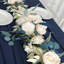 Guirlande de feuilles de saule d'eucalyptus artificiel 5,9 pi avec fleurs, chemin de table avec fleurs roses, centres de mariage fabriqués à la main