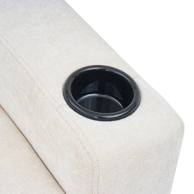 L-shaped Sofa Sectional With Usb, Cup Holder , Beige