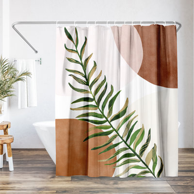 Bradner Botanical Boho Shower Curtain Water-Resistant Bath Curtain With 12 Metal Grommets And Durable Hooks