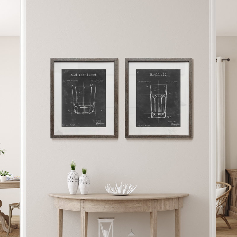 «Barware Blueprint I», ensemble de 2 reproductions de dessins sur papier encadrés