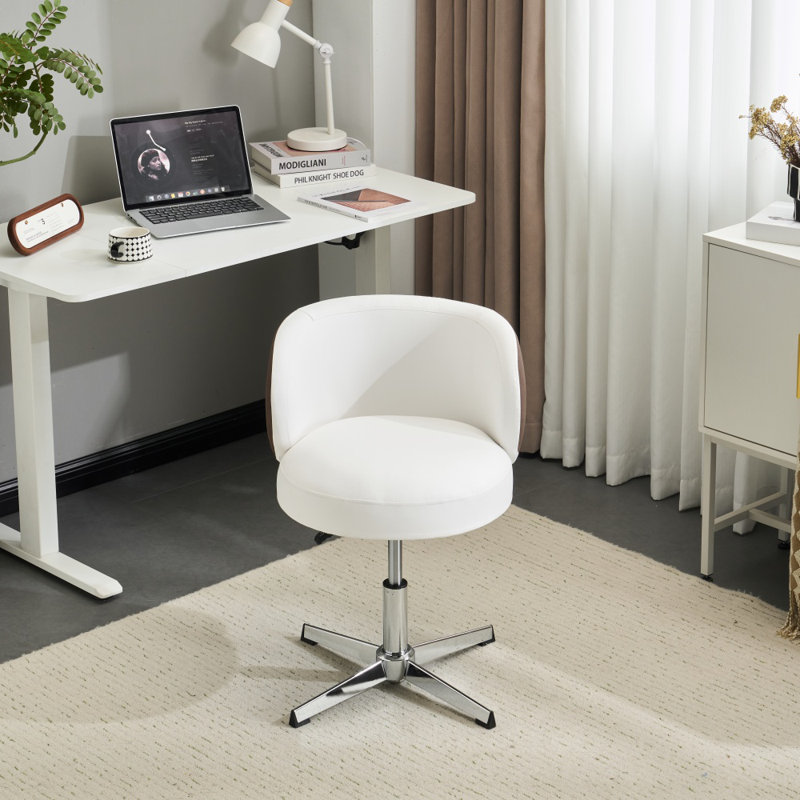Chaise de bureau Pu Modern, Blanc / Brun