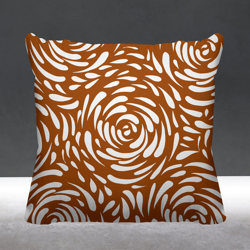 Carvell Outdoor Reversible Throw Pillow, 19H" x 19W", Burnt Orange
