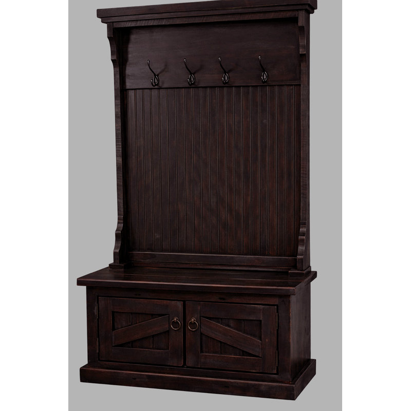 Kinley Hall Tree 37.5'' Wide with Bench and Shoe Storage, Caribbean Rum