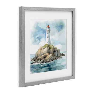 Reproduction sous verre encadrée du phare du toit rouge, design par LSR Design Studio