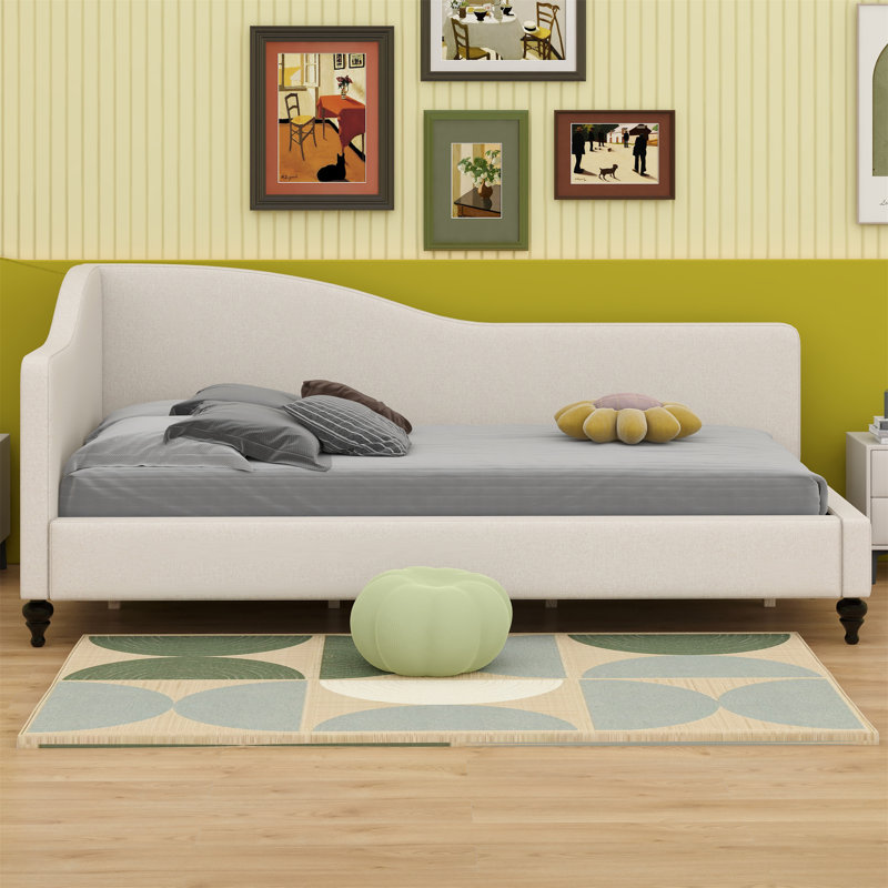 Lit de jour tapissier plat, Lit simple, Beige
