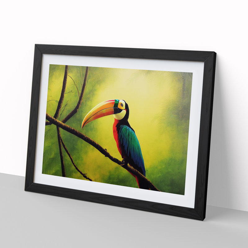 Attractive Toucan Bird - Single Picture Frame Print, Black, 46cm H x 64cm W x 2cm D