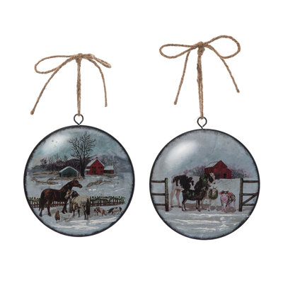  Ensemble de 2 décorations de Noël décoratives en verre