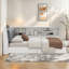 Lit de jour avec 2 tiroirs, tablettes de rangement, tête de lit tapissier et plateau de rangement rotatif-1395607923-1395607924