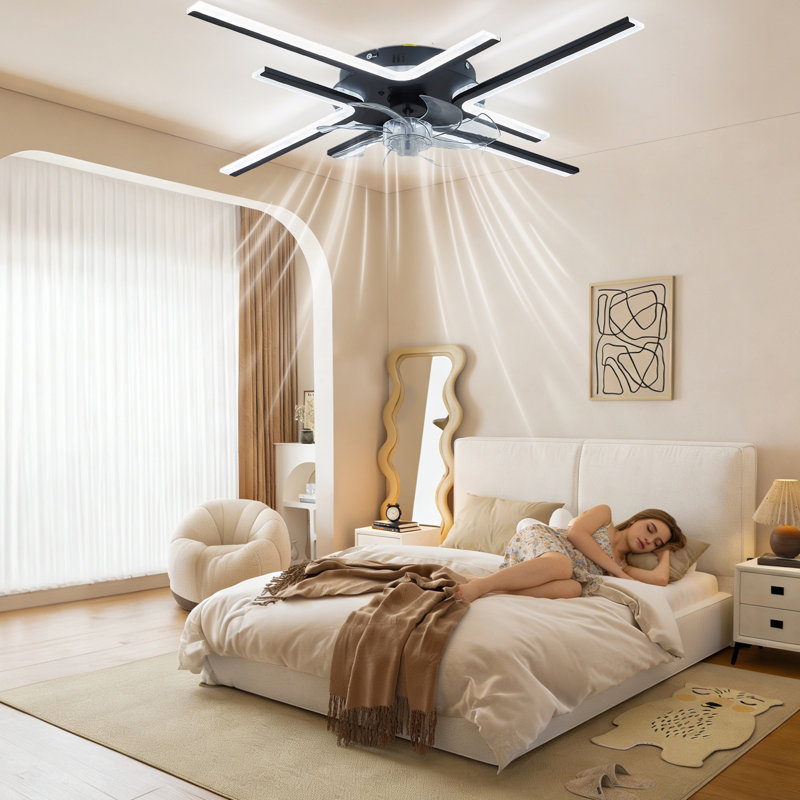 Ventilateur de plafond moderne de style branche avec pales de 7 lumières, idéal pour l'éclairage domestique et la ventilation