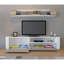Meuble télé moderne avec tablette murale, blanc et Cordoba, 70,9 po x 17,3 po x 12,4 po | 100% panneau de particules enduit de mélamine, épaisseur: 0,7 pouce | Nombreuses tablettes, conception murale, élégante et fonctionnelle pour le salon-33011929