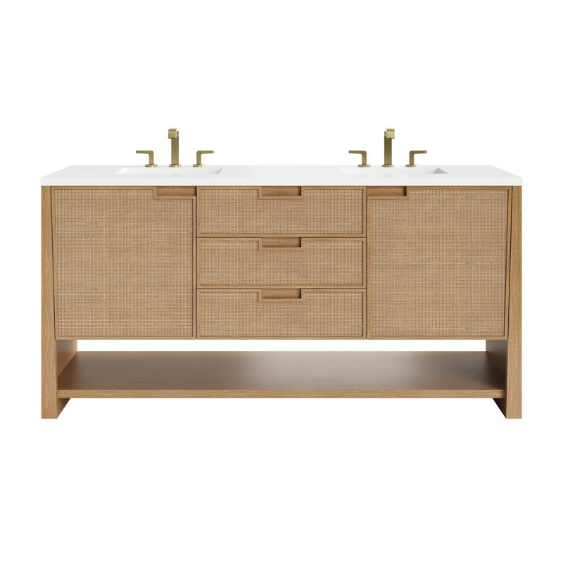 Solene 72'' W Double Vanity, White Zeus Quartz, 8" Centers