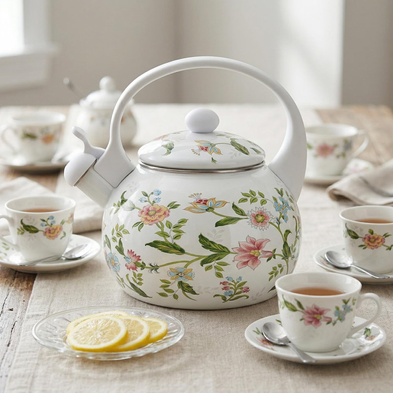 2.3 Quart Vintage Enamel Tea Kettle