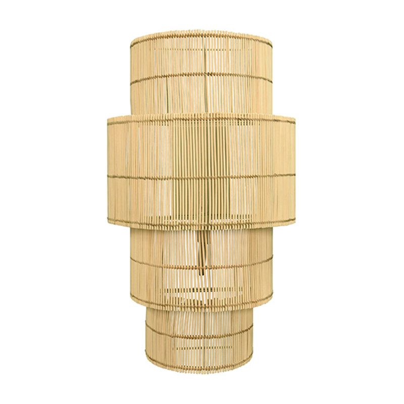 Four-Tiered Wall Sconce in Natural Rattan