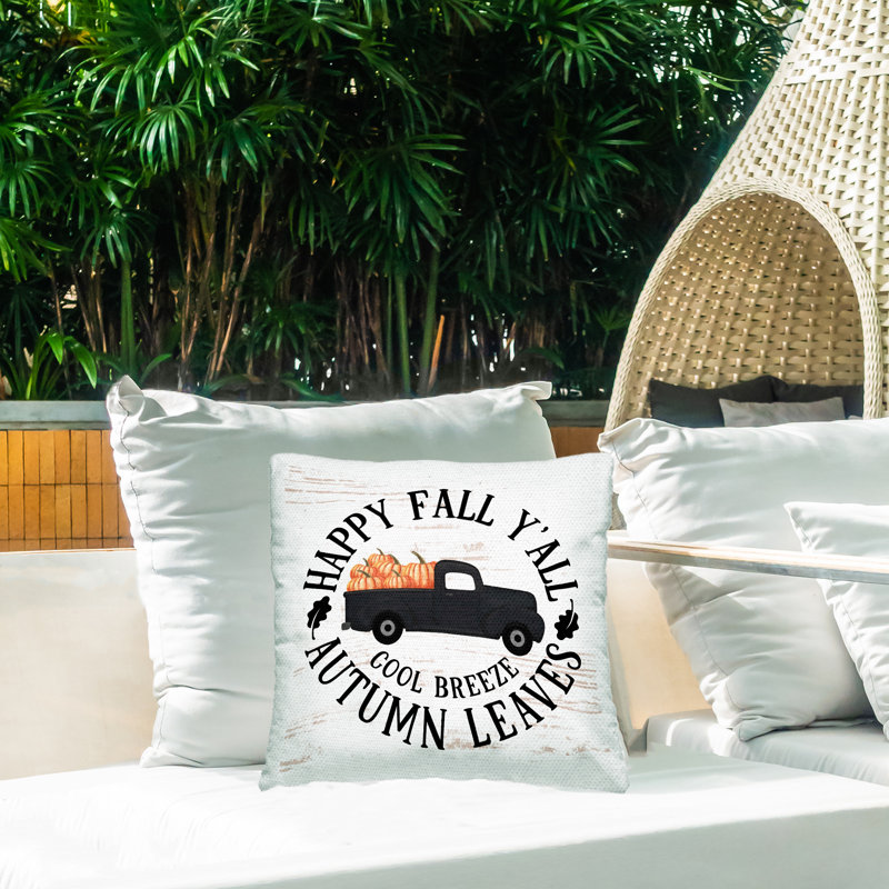 Coussin d'extérieur Happy Fall Y'all Rustic Pumpkin