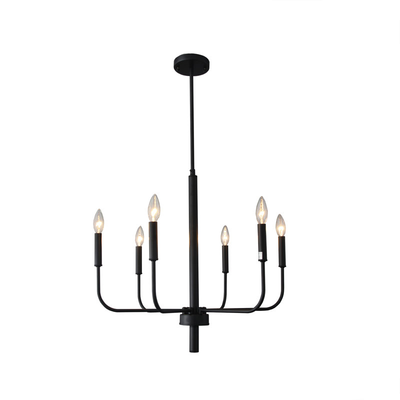 Lustre 6 lumières façon bougie avec finition noir mat