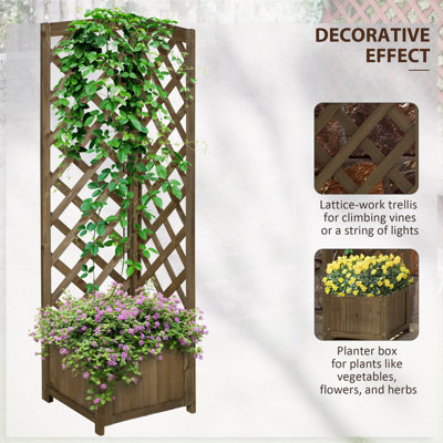 Outsunny Wooden Raised Garden Bed With Trellis