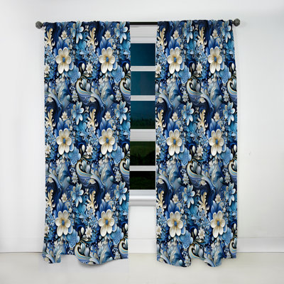 Simplicité scandinave à motif cachemire III - Rideau floral - Rideau obscurcissant en velours - 1 panneau