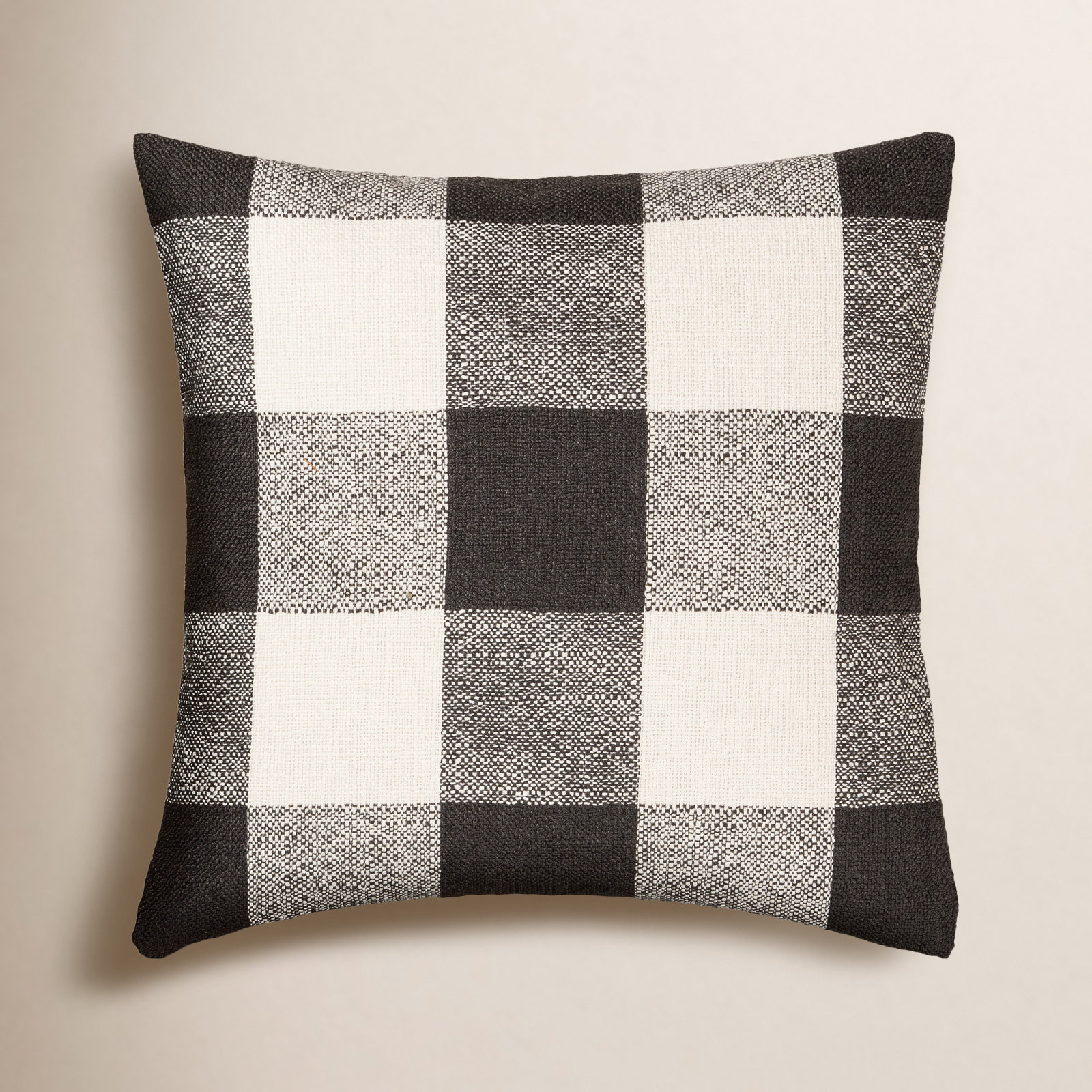 Birch Lane Cleveland Throw Pillow Throw, Feather, Black Checkered, Square 20"