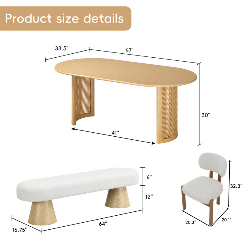 Lia 4 - Person Dining Set, White