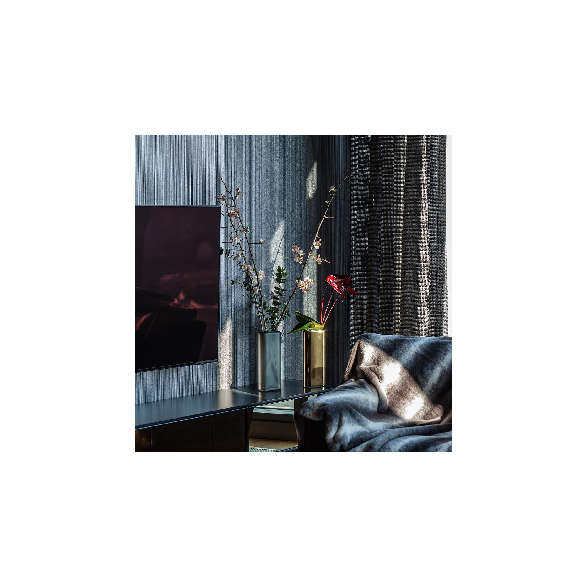 Layers 12.81'' Handmade Lead Free Crystal Table Vase, Smoke, 12.81" H x 5.43" W x 3" D