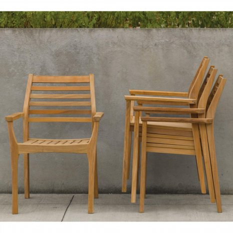 Mera Stacking Patio Dining Chair, Natural Teak