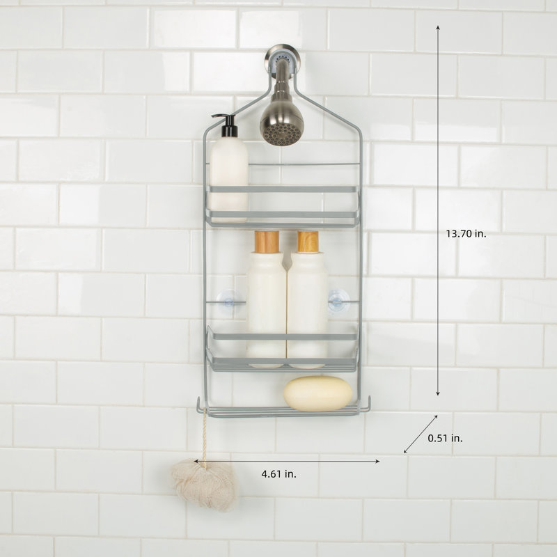 Gray Stainless Steel Suction Mount Shower Caddy with Shelves