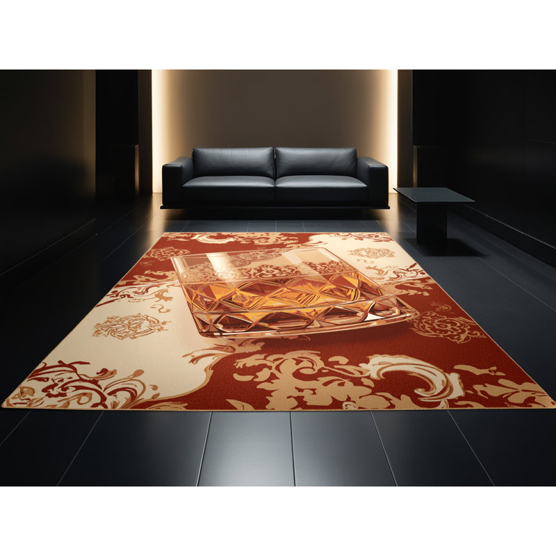 Machine Washable Kirkwood Whiskey Glass Classic Oriental Rug in Brown – LightBrown Binding, 7x10