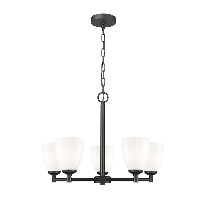 Lustre moderne Mattera, 5 lumières, H 18,25 po x l 25 po x P 25 po, Noir mat