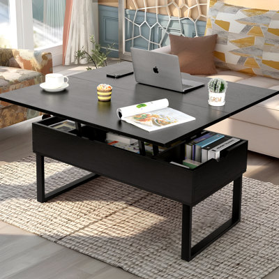 Allyssia Lift Top Wood Coffee Table - From Rectangular to Square Shape
