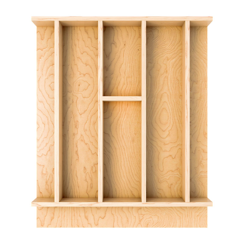 Natural Maple Wood Utensil Drawer Insert with 7 Compartments
