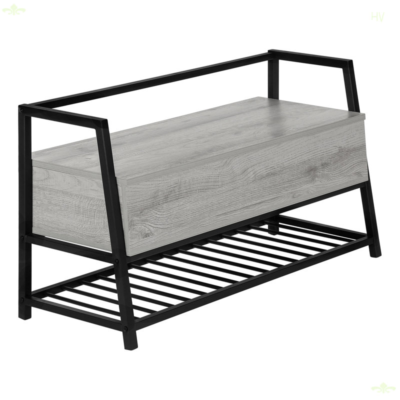 Modern Bench With Storage Entryway, Hallway, Gray/Black