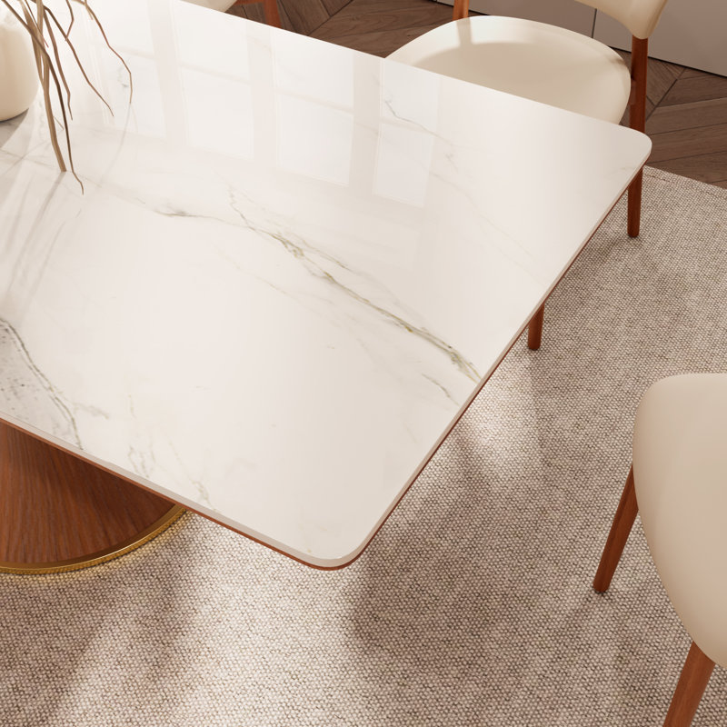 Table de salle à manger Mid-Century, Blanc neigeux