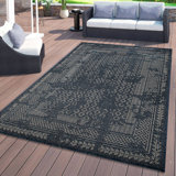Bohemian Border Navy/Ivory, Indoor & Outdoor Area Rug