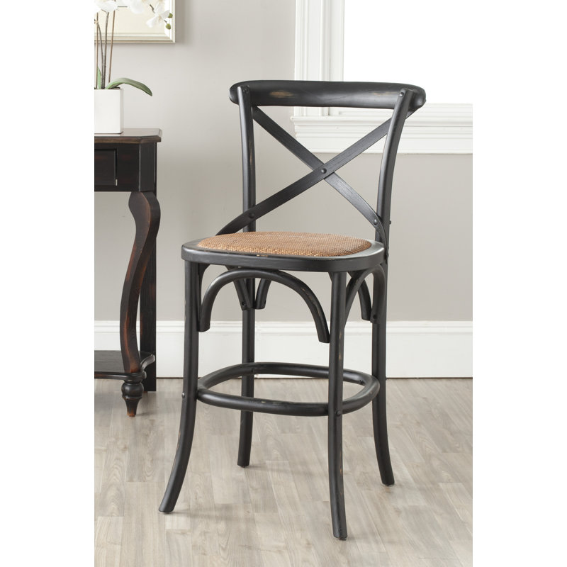 Tabouret Franklin, Noir, Tabouret de comptoir (siège d'une hauteur de 24,2, Brun