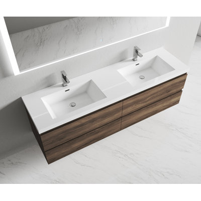 71'' Double Bathroom Vanity with Cultured Marble Top