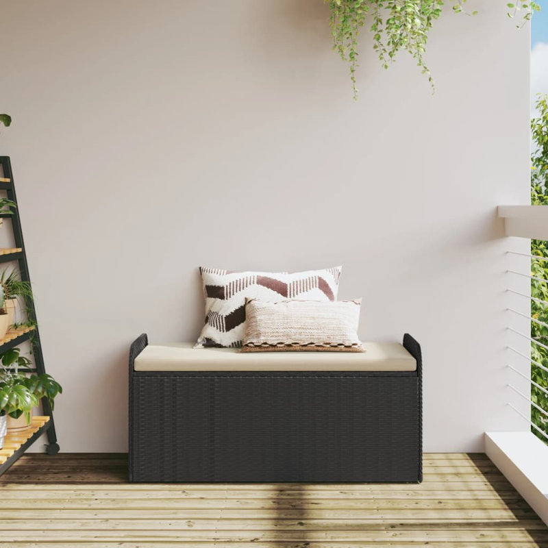 Banc de rangement avec coussin Vidaxl, Beige, H 20,5 po x l 45,3 po x P 20,1 po, Noir