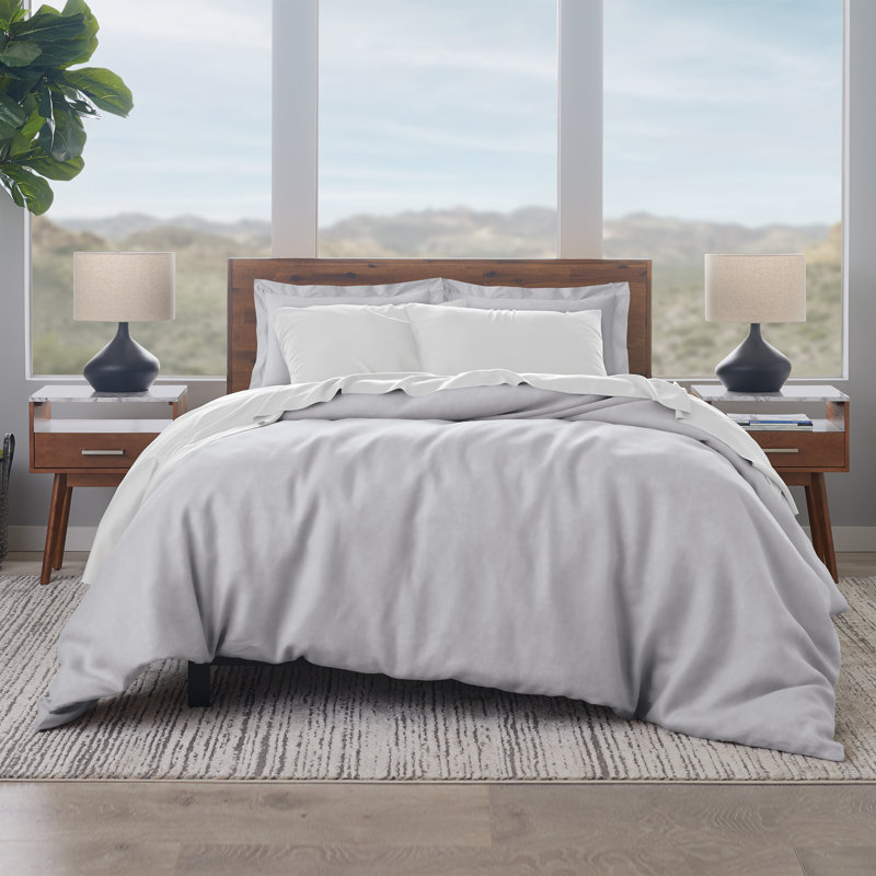 EJ Classic Cotton Percale Duvet Cover, Light Grey