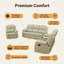 Ensemble de canapé inclinable 3 pièces en cuir Beige Breathing