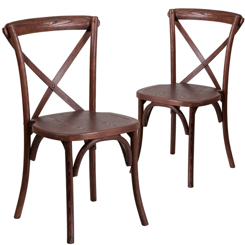 Arquit Stackable Cross-Back Wooden Bistro Chair, Mahogany, 1