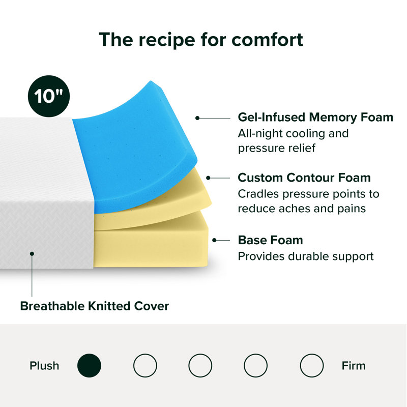 Matelas en mousse viscoélastique gélifiée 10 "- Wayfair, Grand, 10"