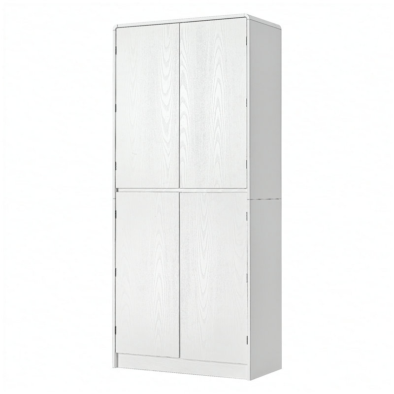 Grand garde-manger de style campagnard de 72 pouces avec 8 tablettes de porte réglables, un design incurvé et un tiroir caché pour un rangement polyvalent