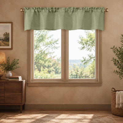 Cantonnière texturée en faux lin vert clair, l 60 po x L 14 po, 1 PCS, rideau de fenêtre moderne avec passe-tringle pour la chambre à coucher, le salon, la cuisine, la salle de bain ou le café
