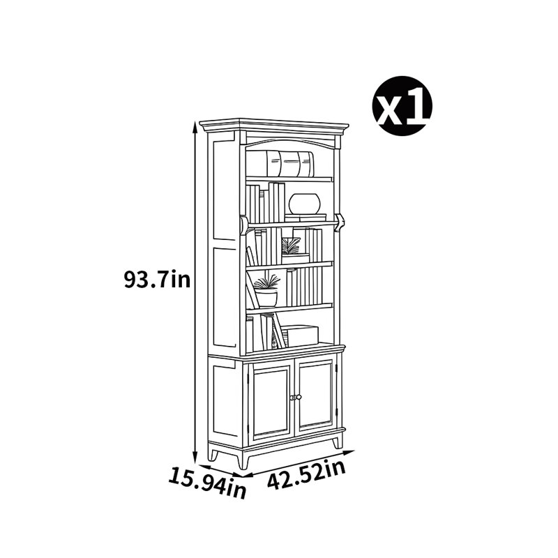 Modern simple style solid wood bookcase, Dark Brown